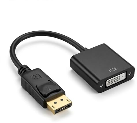 DisplayPort till DVI-adapter – guldpläterad DP-kontakt till DVI-uttag, 15 cm kabel, kompatibel med bildskärm, projektor, dator – DVI DisplayPort-kabel för Lenovo, Dell, HP