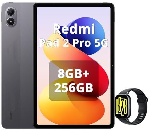 XIAOMI Redmi Pad 2 Pro 5G 8GB + 256GB 12.1 120Hz 2.5K Batería Grande 12000mAh (Tip.), Snapdragon 7s Gen 4, eSIM, Carga Rápida de 33W Gris Incluye Smart Watch