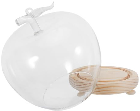 Housoutil Cloche décorative en Verre avec Base en Bois, Protection Contre poussière et humidité, idéale pour Objets de Collection et Micro-paysages, Design dôme élégant, 16,5 x 12,5 x 12,5
