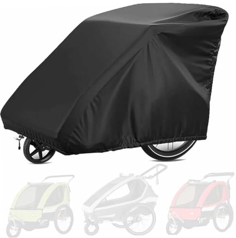 Copribici, Copribici per Rimorchio Bici, 55x33x39 210D Oxford Impermeabile con Rivestimento in PU, Bici per Bambini Anti-UV/Antivento/Antipolvere con Coulisse, Coperture per Rimessaggio Esterno