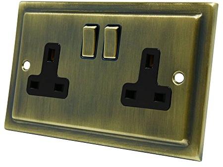 A5 Products Ltd Victorian Anitque Brass 13 Amp Double Socket 2 Gang