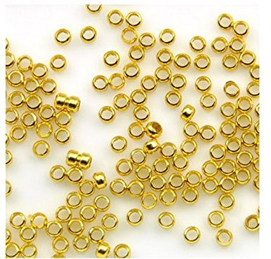 LOT DE 300 PERLES A ECRASER RONDES METAL DORE DIAMETRE 2 mm - CREATION BIJOUX PERLES