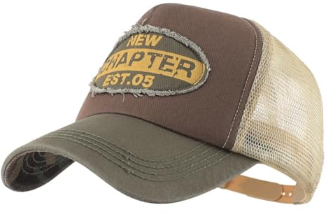 Decentron Mens Vintage Mesh Trucker Hat Outdoor Adjustable Snapback Baseball Cap Sun Protection Cap Army Green(Size: OS(21.5inch-23.6inch))
