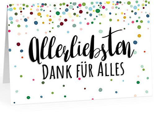 XXL Dankeskarte (A4) | Konfetti Look bunt | mit Umschlag | edle und hochwertige Klappkarte | Als Dankeschön | Große Karte um Danke zu sagen | Maxi Danksagung | Karte | Überformat