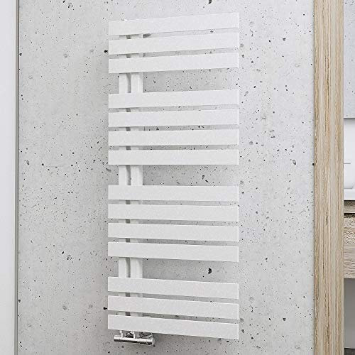 Schulte H02410650 Badheizkörper Breda, 106 x 50 cm, 477 Watt Leistung, Anschluss unten, Pearl weiß, Heizkörper mit Handtuchhalter-Funktion