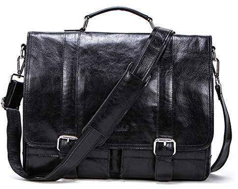 CONTACTS Echtes Leder 14 Herren Messenger Schultertasche Laptop Aktentasche