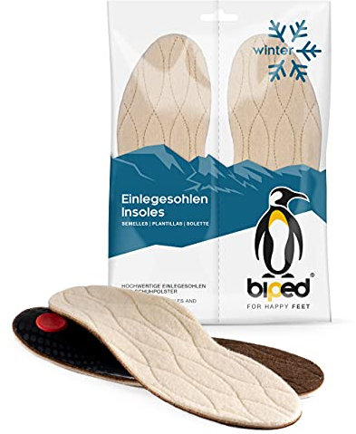 biped Winter Fußbett mit echter Lammwolle - Orthopädische Einlegesohlen mit Fußgewölbestütze, Pelotte und Fersenpolster – Wellness Schuheinlagen ideal bei Fußbeschwerden z1715(40)