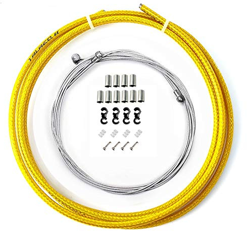 Braided Cycling Brake Housing Cable Set MTB Road Bike Housing Kit Gear Bicycle Components Parts (Gold)