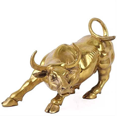 Desktop-Skulptur Stier Statue Skulptur Goldene Wall Street Bull Statuette Home Büro Dekoration Zubehör Geschenk Home Zubehör 18x11x12cm