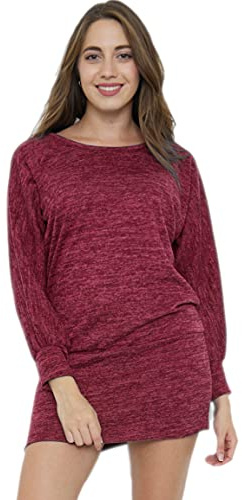 Van Der Rich ® - Vestido Estilo Jersey Oversize con Mangas Murciélago - Mujer (Bordeaux, L-XL)