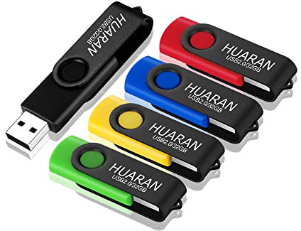 HUARAN Lot de 5 clés USB pivotantes de 32 Go avec Rangement Pliable (5 Couleurs mélangées)