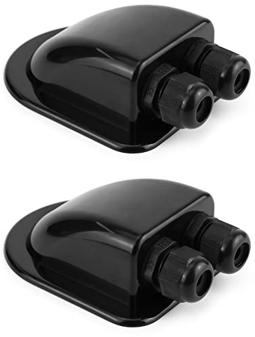 QWORK® 2 st IP68 takgenomföringspress sol vattentät dubbel väderbeständig kabelinloppshölje, husvagn och båt ABS kabelgenomföring, svart