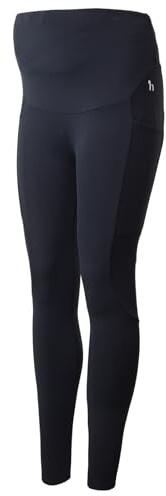 HORZE Damen Schwangerschafts-Reitleggings Ginny – Bequeme & Elastische Umstands-Reithose mit Silikon-Vollbesatz & Handytasche - Blau, 46