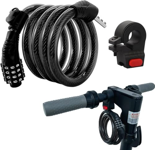 E Roller Schloss,4-stellige Fahrradschloss Kabelschloss Kompatibel für Xiaomi M365/Pro2/Max/ES/GXL Essential Scooter/Fahrrad/Motorrad/Baby 1.2m/12mmAnti-Diebstahl Ideal Zahlenschloss für 12 Stahlkabel