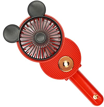 LACOVIA Cute Mouse Misting Personal Fan, Foldable Mini USB Fan(Red) | Colorful 3-Speed Compact Design, Rechargeable Handheld/Desk Mister Fan for Travel/Concerts/Cruise/Sports Events/Gifts