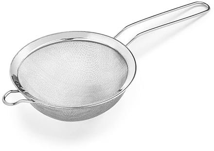 Forgast Colino Cucina in Rete Microforato, Colino Acciaio Inox Maglia Fine 12 cm, Lavabile in Lavastoviglie, Setaccio Farina, Scolapasta con Manico, per Pasta, Verdura, Frutta