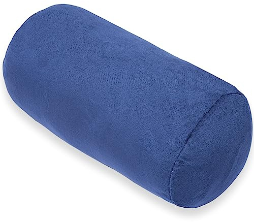 1 MIDDLE ONE Round Cylinder Bolster Pillow with Removable Velvet Cover, Tube Roll Cervical Pillow for Head, Neck, Back and Legs Support, 13x 6, Blue