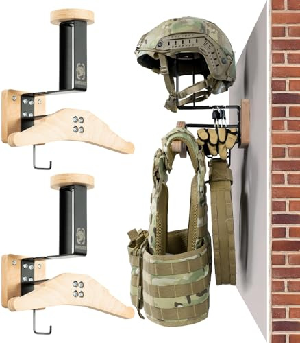 ONETIGRIS Tactical Gear Wall Mount, Motorcycle Helmet Holder Wall Mount Stand, Plate Carrier Rack Jacket Hanger Display Organizer for Police Football Cycling Suit
