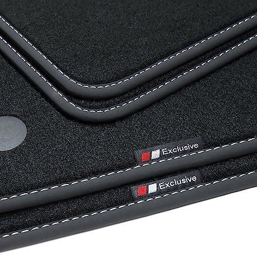 tuning-art BEF965 Fußmatten passend für Mercedes GLC X253/ C253 2015-2022, Naht:Silber. Deluxe Velours