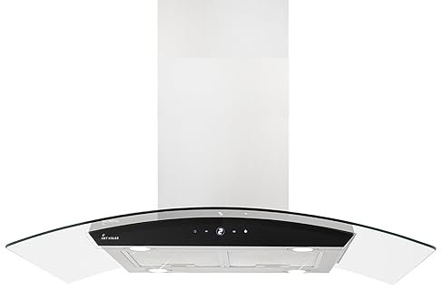 KKT KOLBE Dunstabzugshaube 90 cm | Inselhaube | Edelstahl | schwarzes Glas | WLAN | Nachlaufautomatik | SensorTouch Bedienung | SINUS-INSEL-HC