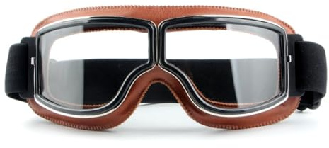 Gafas De Moto Vintage Hombre Antivaho 100% A Prueba De Viento Y Polvo Para Motocicleta (Marrón)