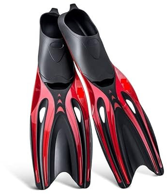 Trainingsflossen Flexibler Komfort for Erwachsene, rutschfest, Schwimmen, Tauchen, Flossen, Gummi, Schnorcheln, Schwimmflossen, Wassersport, Strandschuhe Schwimmflossen ( Color : Red , Size : L )