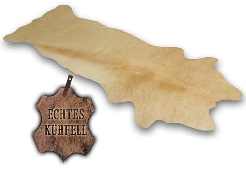 unendlich schoen Tapis en Peau de Vache véritable Petit, Tapis pour Salon, Couloir, entrée, Peau de Vache pour Petites Surfaces (Champagne Blond, 160 x 70 cm)