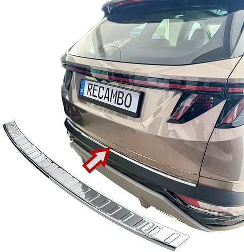 Recambo | Protector de Parachoques Trasero | Compatible con Hyundai Tucson | Tipo NX4 | a Partir de 2020 | Acero Inoxidable Cromado | Protección Borde de Carga