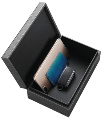 Shkalacar Autoschlüssel Faraday Box, Leder RFID Schlüsselkasten, Dunkelgrau | Strahlenschutz, ETC/NFC/RFID Blockierung, Anti Diebstahl Signalblockierkäfig, Für Schlüsselanhänger & Telefon
