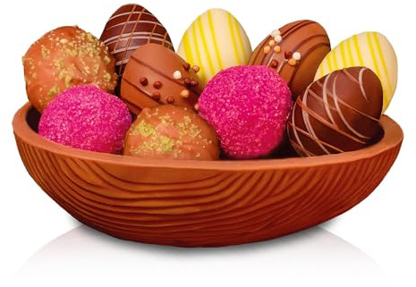 Pralinenbote Genussmanufaktur – Vollmilch-Osternest mit 10 handgefertigten Pralinen deutscher Chocolatiers, das Pralinen Geschenk zu Ostern