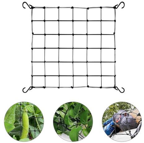 Red para Plantas, Red Scrog 60x60, Red Enrejada para Plantas Trepadoras, Red Enrejada Multifunción, Red de Cultivo con 4 Ganchos, Red de Tienda de Cultivo para Verduras, Frutas, Flores