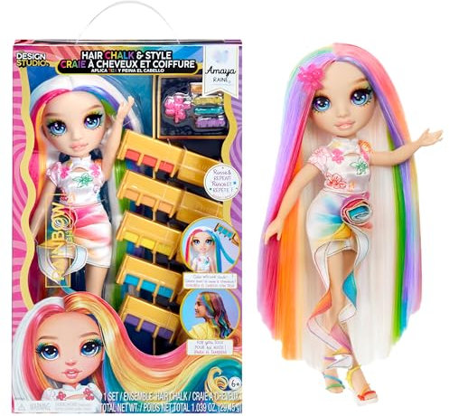 Rainbow High Hair Chalk & Style Doll - Amaya - 28 cm Rainbow Doll, Washable Hair Chalk, Colour, Style, Play, Rinse, & Repeat, For Children Ages 4 to 12+