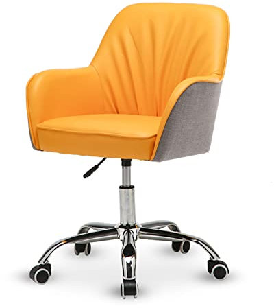 GSKDBCC Bequemer Bürostuhl, PU-Leder + Leinen, Arbeitsstuhl mit Sessel, ergonomischer Computerstuhl, verdickter Sitz, Home-Learning-Drehstuhl Chaser of Light