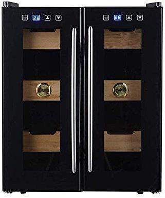 SmPinnaA Mini Cave À Vin Autoportante Intégrée À Deux Zones en Acier Inoxydable, Réfrigérateur À Vin Autoportant De 24 Bouteilles, Porte en Verre