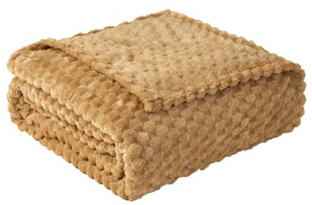 Good Nite Morbida coperta in microfase, 130 x 150 cm, coperta in pile per divano e letto, camera da letto, ufficio, beige