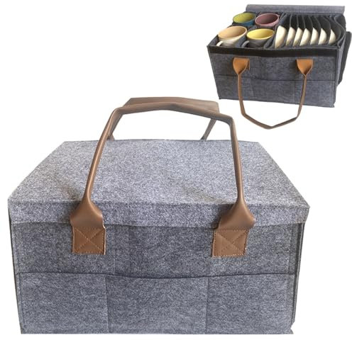 Pasdrucn Filz Geschirrhalter Camping Geschirr Aufbewahrung, Wohnmobil Filz Tellerhalter & Tassenhalter Camping, Wohnmobil Tellerhalter Filz Tassenhalter Für Teller Schüssel Tassen (A)