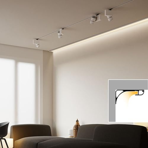Coving for Ceilings Aluminum LED Channel for LED Strip Lights, Ceiling Trim Molding Crown Profile, Indirect Lighting Coving LED Diffuser Channel, Backdrop Wall Decor(25 m/82 ft)