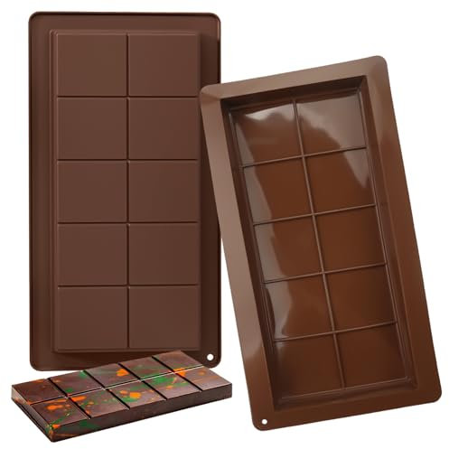 2 Pezzi Stampo Cioccolato, Stampo Tavoletta Cioccolato Con 10 Cavità Antiaderenti Stampi Per Cioccolato In Silicone 2 Cm Di Profondità Stampo per Cioccolato In Silicone per DIY Cioccolatini, Caramelle