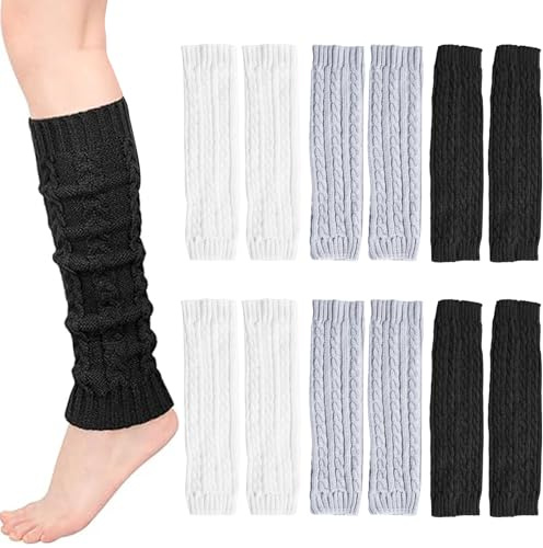 ZeiLaBang Kakadi 6 Paare Beinwärmer,Gestrickte Beinstulpen für Frauen Mädchen,Warme Beinstulpen Strick,Winterstiefelmanschetten Warme Kniewärmer,beinstulpen Damen für Winter,Strümpfe Overknees