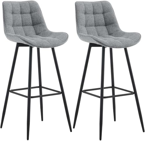 CLP 2er Set Barhocker Dartford I Gepolsterter Barstuhl I Metall-Gestell | Farbe grau Material Stoff