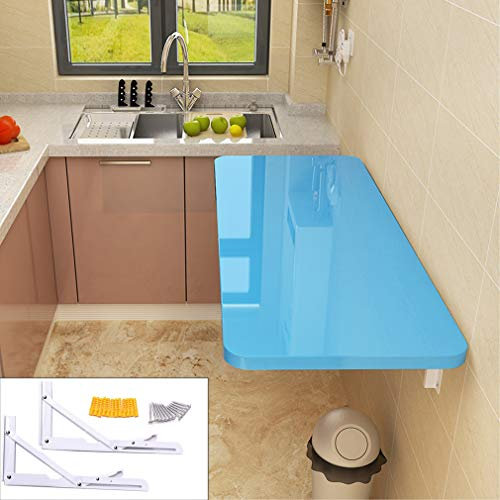 ACRaBoss Moderner Wandtisch, Multifunktionaler Wandtisch, Computertisch Mit Glatter Klavierlackierung, Maximale Belastung 50 Kg, Kleiner, Klappbarer Küchentisch, Individuell Anpassbar/Blue/50*40Cm/19.
