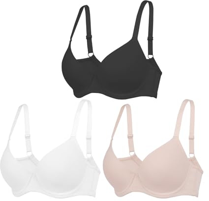 YOWOMO 3pcs Women's Bras Push Up Underwear Comfort Lingerie Everyday Bra