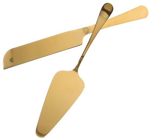 Cabilock 1 Jeu Ensemble De Couteaux à Gâteau Pelle à Gâteau Outil De Service De Gâteau De Mariage Spatule De Glaçage Couteau à Gâteau Spatule à Crème Pâtissière Golden Acier Inoxydable