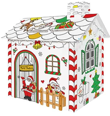 Papphaus für Kinders Zum Ausmalen, Handbemalte Kritzel Bastelsets, D-IY Spielzeug Spielhaus Aus Pappe, Lebkuchenhaus Aus Pappe 33 X 25 X 35 Cm, Mal &Erleuchtungsspielzeug für Kinders & Kleinkinder