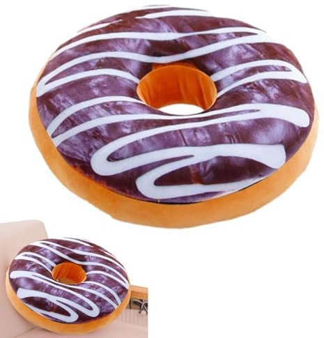 Rundes Donut-Plüschkissen, 40 cm, groß, gefüllt, lustige Streusel, Donut-Lebensmittelkissen für Heimdekoration, Stuhl, Auto, Sofa, lustig, dekoratives Lebensmittelkissen, 3D