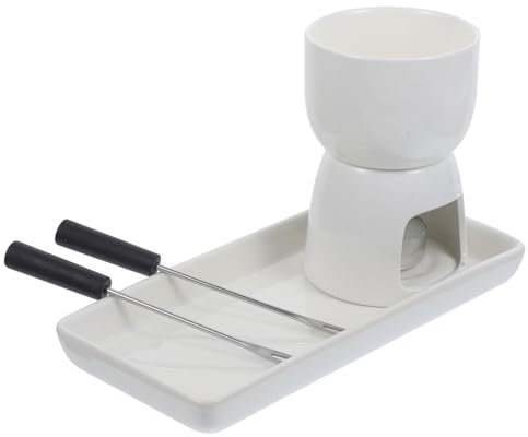 Alipis 1 Impostato Forno per sciogliere Il Cioccolato fonduta Cioccolato Fondue Cioccolato Set fonduta più Caldo fonditore pentola per fonduta di Burro scaldacioccolata in Ceramica Bianca