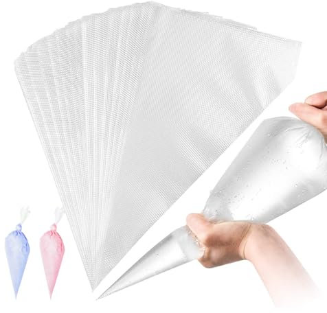 JasCherry Mangas Pasteleras Desechables, 100pcs 60cm Bolsas de Pastelería de Plástico Manga Repostería DIY Decoración de Pasteles Herramientas para Hornear Bizcocho, Galleta, Cupcake y Hojaldre