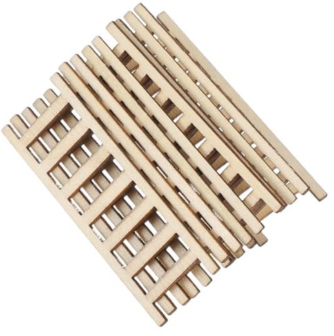 MINAOLULUS 10 Miniatur Holzleitern Puppenhaus Zubehör Kompakte Kleiner Trittleiter Aus Holz Für Selbstgemacht Basteln Modellbau Mikrolandschaften Puppenhausdekor Mit 10 Stück