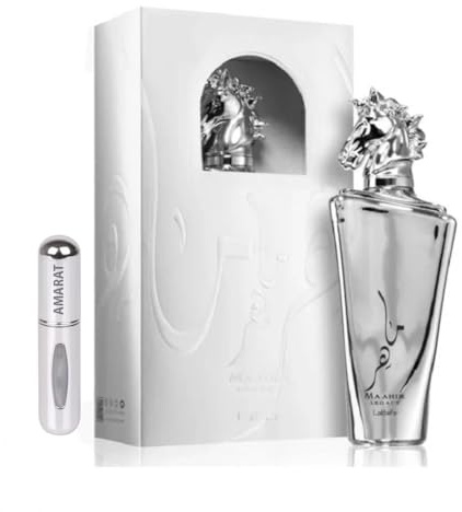 Perfume Maahir Legacy Original 100ML, Perfume Árabe para Hombres de Larga Duración, Eau da Parfum Importado desde Dubái, Incluye Atomizador Recargable 5ML, Aroma Oriental y Duradero (Legacy)