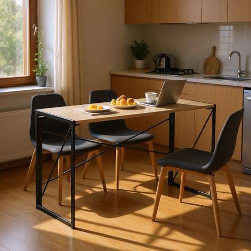FurnitureR Tavolo da pranzo pieghevole, tavolo pieghevole da cucina rettangolare, ideale per pasti e lavori in piccoli spazi, cornice in MDF e metallo, nessun montaggio richiesto, 100 x 50 x 75 cm